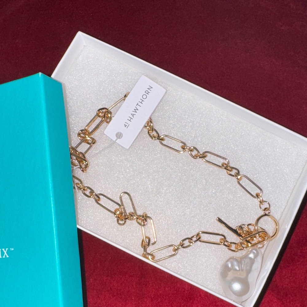 🆕 41 Hawthorn Pearl Link Pendant Necklace Gold‎